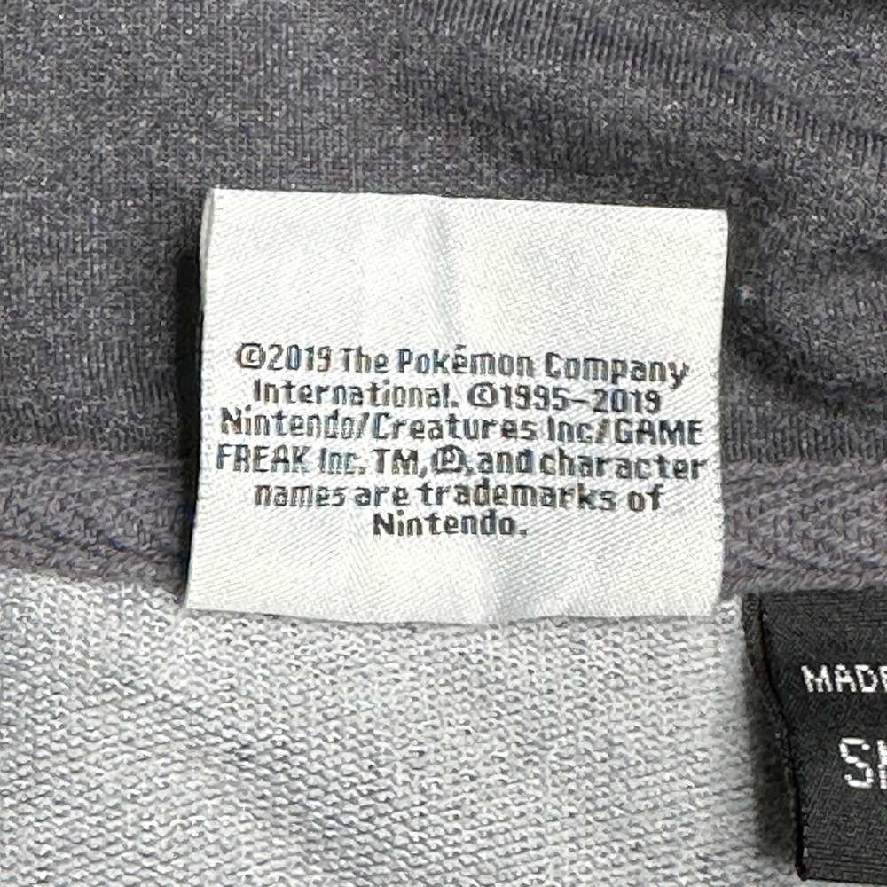 Pokemon Pikachu Sweater Gray Long Sleeve Unisex S Embroidered Logo Bolt Zipper - Picture 5 of 11